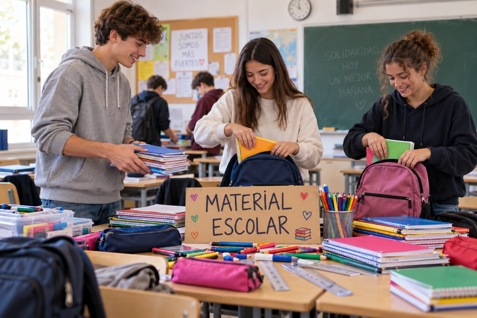Imagen ilustrativa de una recogida de material escolar en un aula